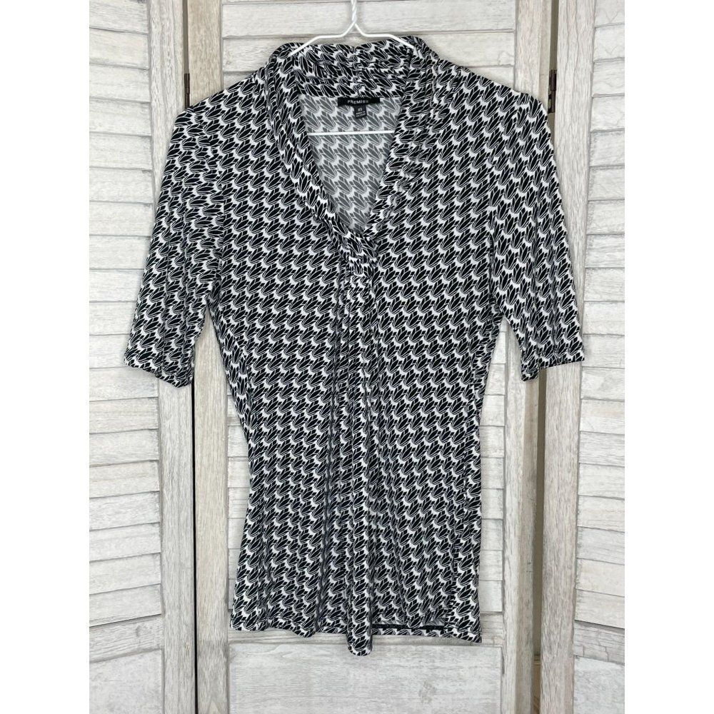 Premise Black & White Blouse Size XS